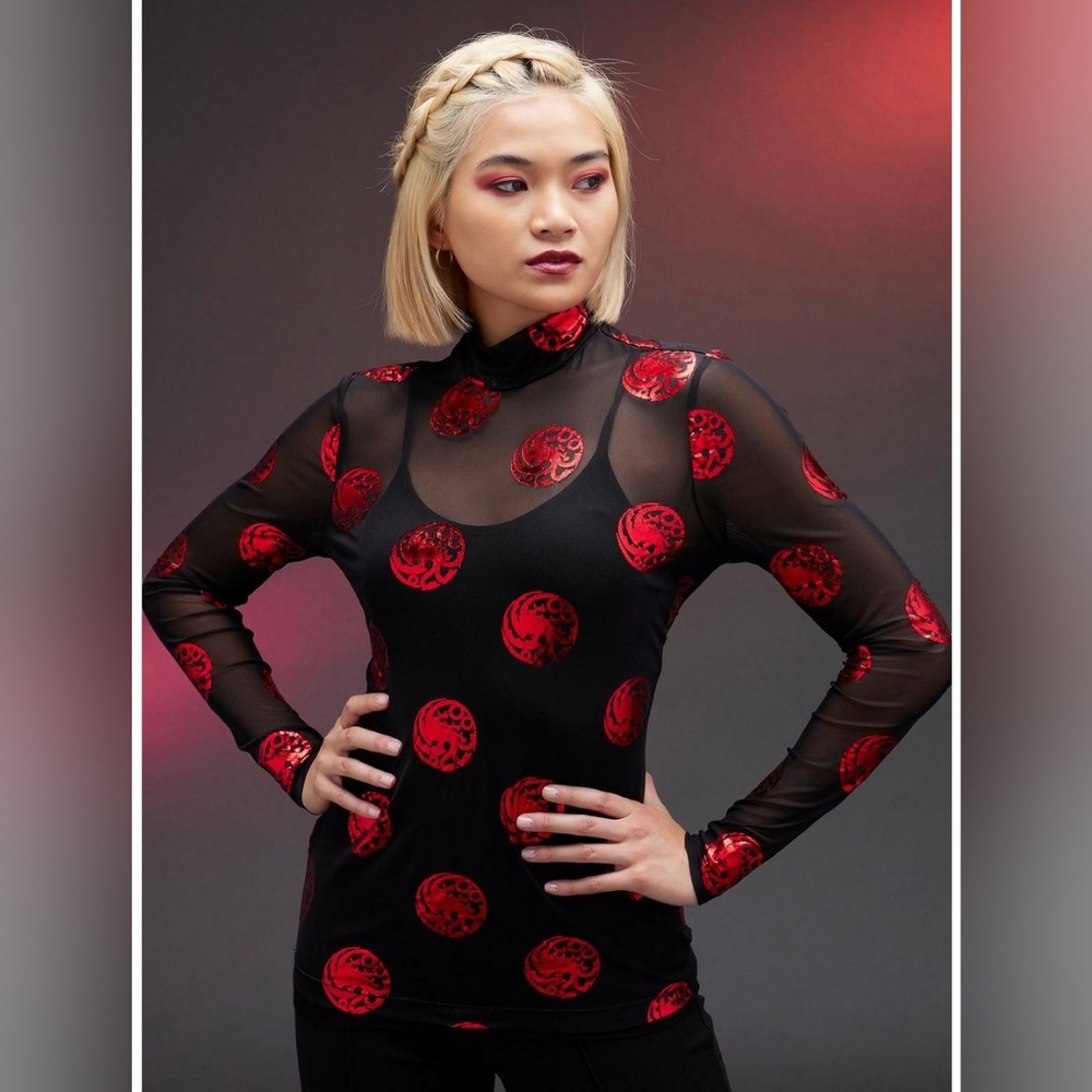 House Of The Dragon Targaryen Sigil Mesh Twofer Long-Sleeve Top
